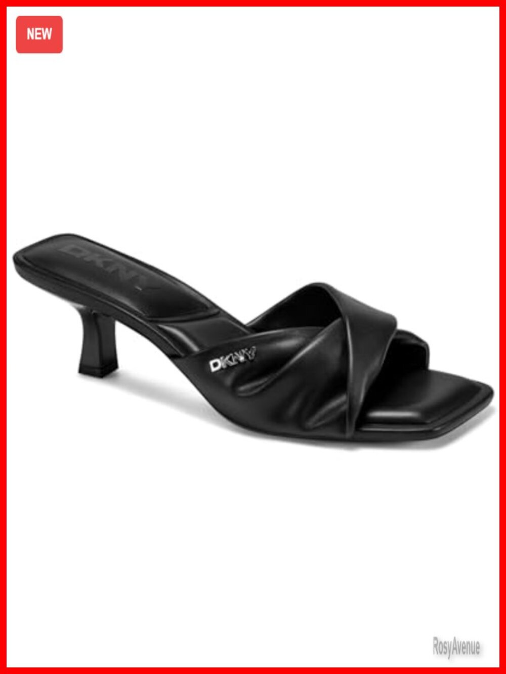 Twist Heel Sandal Mule Kitten Heel Square Toe Slip-On Casual